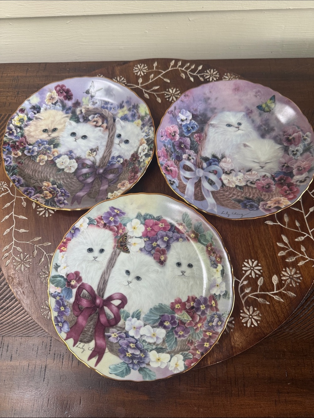 Vintage Decorative Lilly Chang Kitten Plates